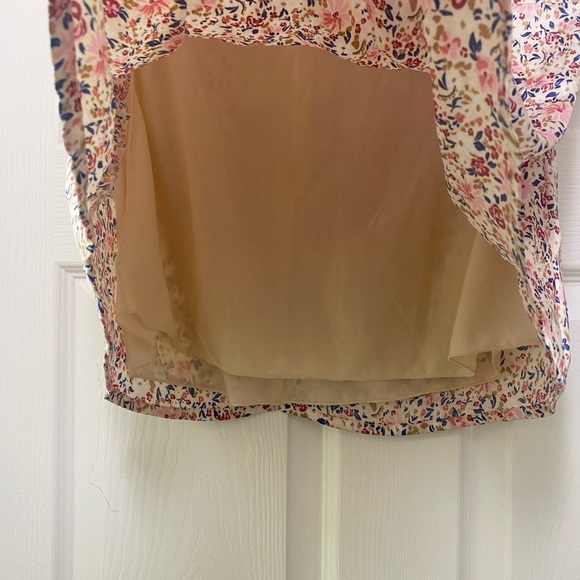 japna mini skater skirt floral women’s satin rose soft double lined medium M - Picture 4 of 7